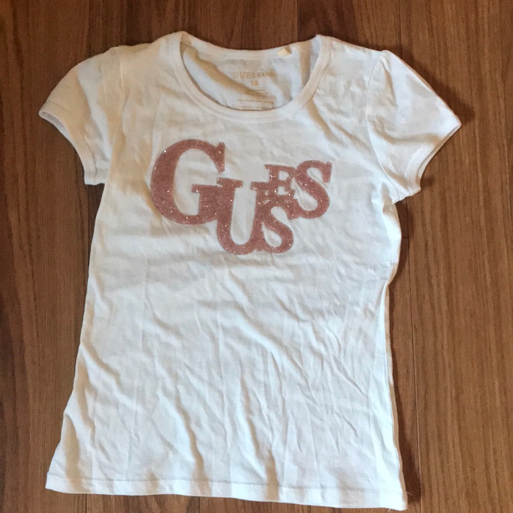 Guess White T-Shirt with pink gems